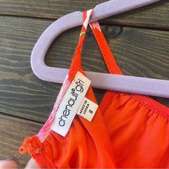 Chenault Girl Dress Red with flowers Size 8 - Picture 5 of 7